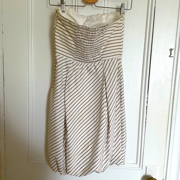 Strapless ZARA Striped Puffed Skirt Dress - Picture 2 of 3